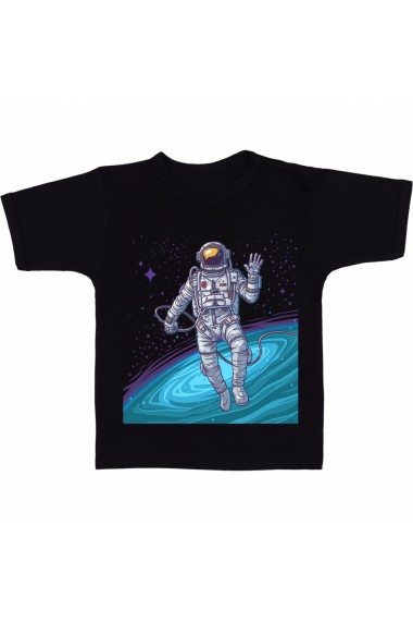 Tricou Astronaut floating in space negru