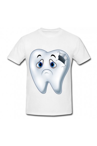 Tricou Holes in tooth alb
