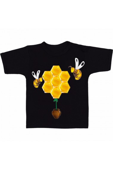 Tricou Honey bee with comb negru