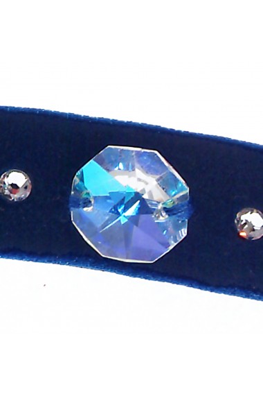 Colier Choker Ganelli cu cristale Swarovski 1 octogon, Albastru