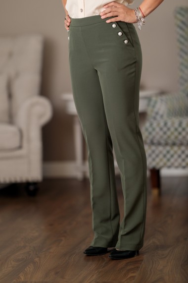 Pantaloni drepti dama Giorgal verde olive stil office