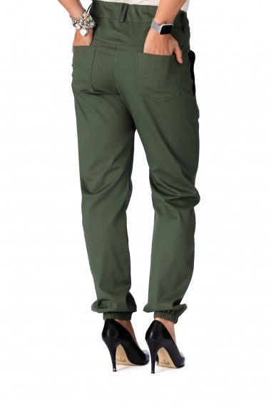 Pantaloni largi verde inchis, cu pliuri, Opria