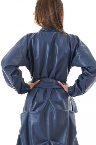 Jachetă tip kimono din piele și jacquard satinat multicolor