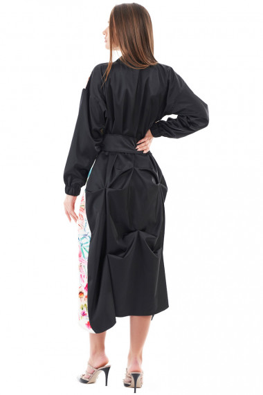Rochie Kimono neagra cu print floral