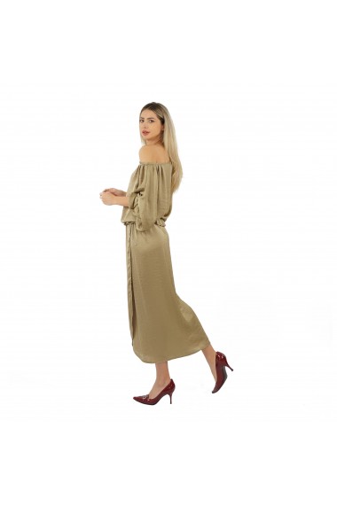 Rochie de seara Lunga Inga Valerie Larga din vascoza, Bej