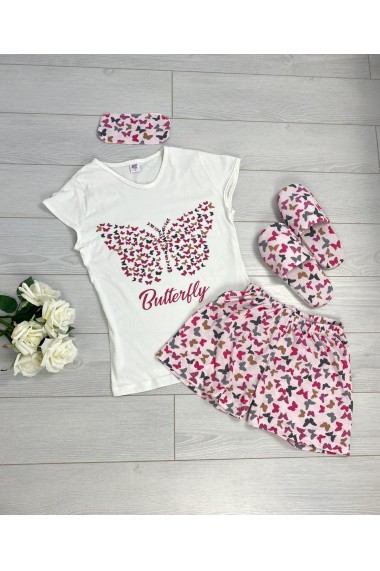 Pijamale Butterfly 5 piese Crem