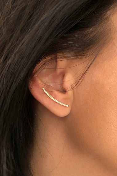 Cercei ear cuff zirconia din argint 925, Ludique Jewelry, auriu