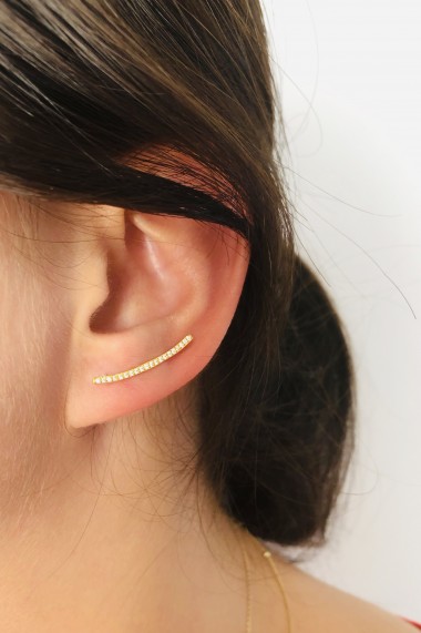 Cercei ear cuff zirconia din argint 925, Ludique Jewelry, auriu