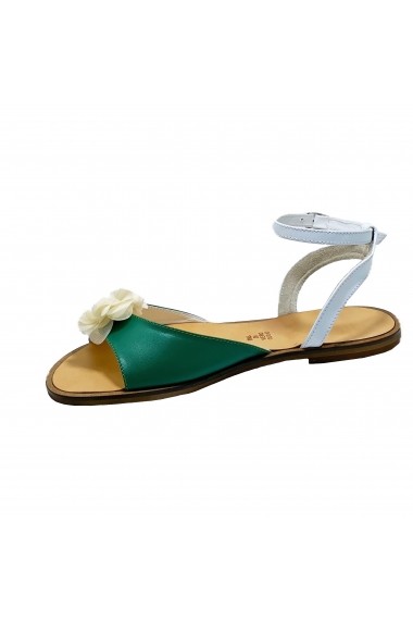 Sandale plate plate Luisa Fiore CARINA alb/verde