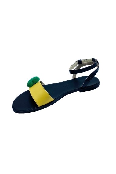 Sandale plate Luisa Fiore CLARA negru/galben