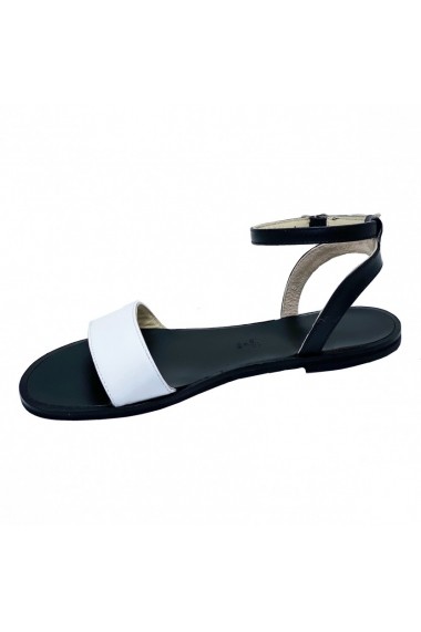 Sandale plate Luisa Fiore EMMY negru alb