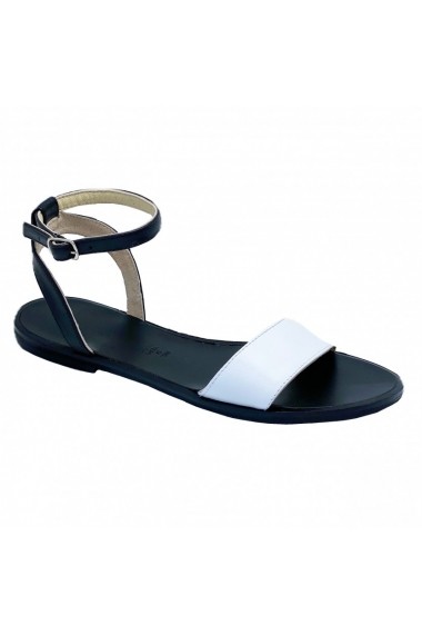 Sandale plate Luisa Fiore EMMY negru alb