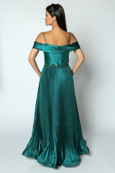 Rochie de seara lunga din organza Roxy Fashion Sorina verde