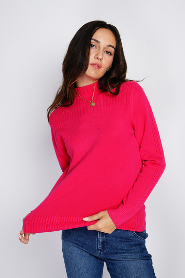 Pulover din casmir Assuili ASF2451 Fuchsia