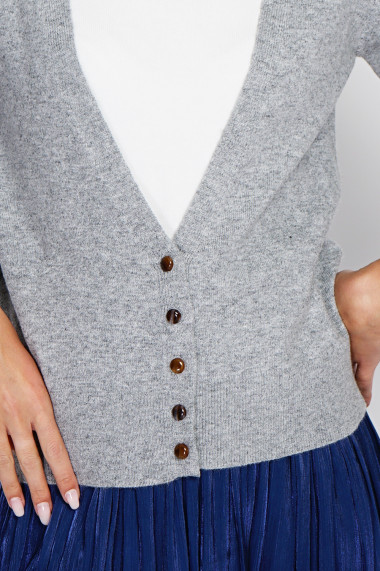 Cardigan din casmir Assuili ASF2462 Gri