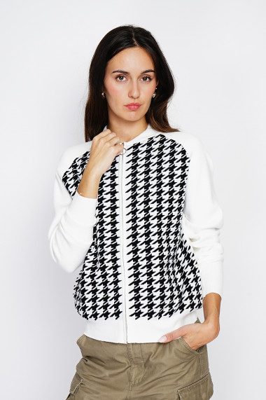 Cardigan din casmir Assuili ASF2472 Alb