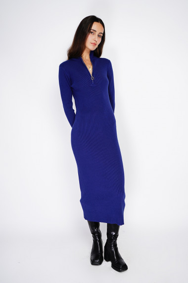 Rochie din casmir Assuili ASF2480 Bleumarin