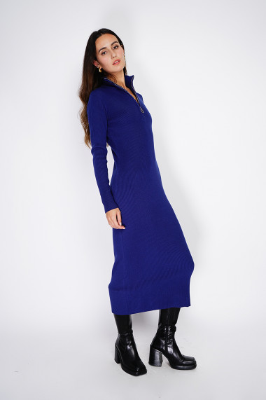 Rochie din casmir Assuili ASF2480 Bleumarin