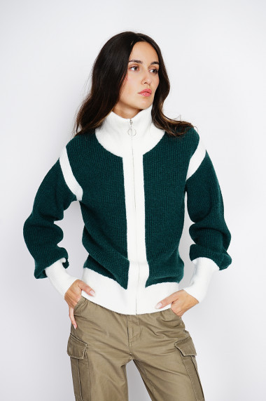 Cardigan din casmir Assuili ASF2605 Verde