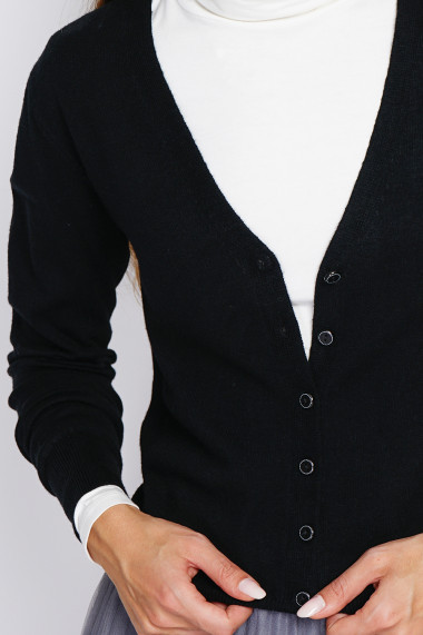 Cardigan din casmir Assuili ASF2624 Negru