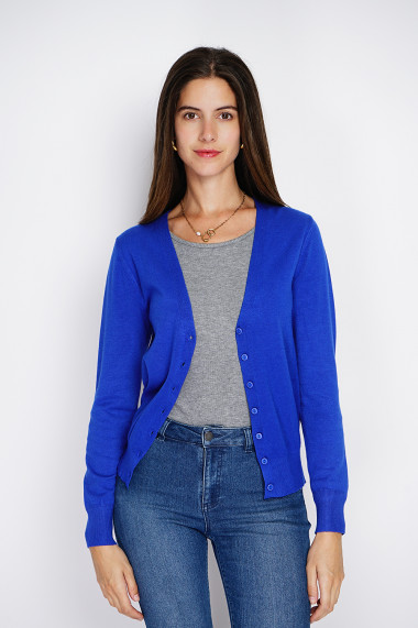 Cardigan din casmir Assuili ASF2624 Albastru