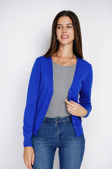 Cardigan din casmir Assuili ASF2624 Albastru