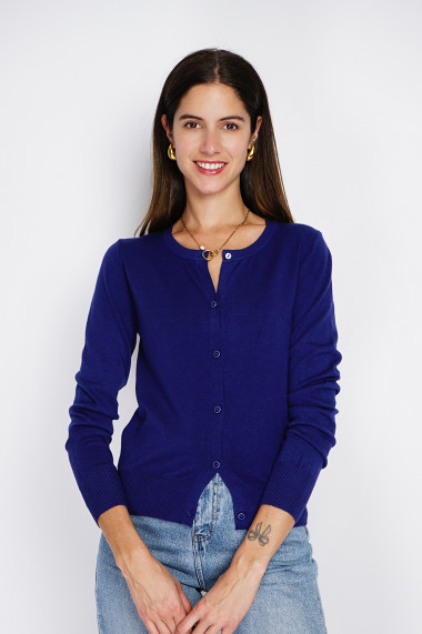 Cardigan din casmir Assuili ASF2625 Bleumarin