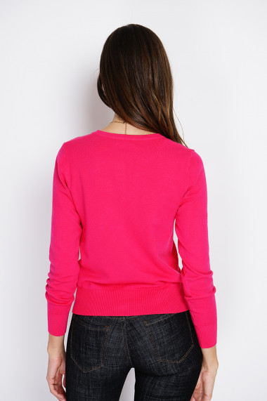 Cardigan din casmir Assuili ASF2625 Fuchsia