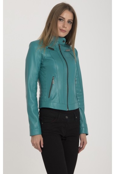 Jacheta din piele IPARELDE MAS-B2336 Turquoise Turcoaz