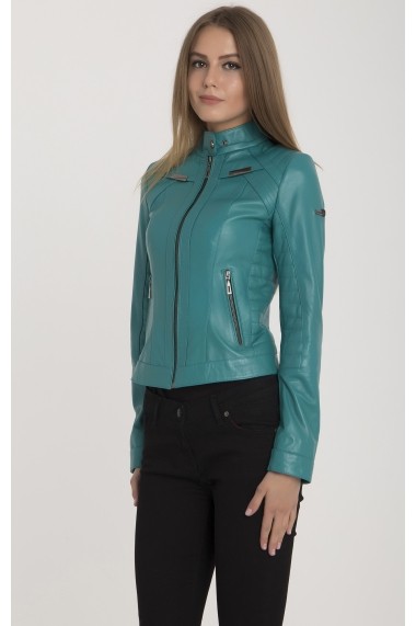 Jacheta din piele IPARELDE MAS-B2336 Turquoise Turcoaz