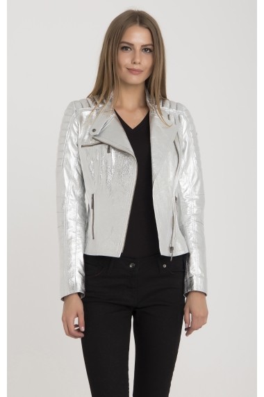 Jacheta din piele IPARELDE MAS-B60 Metallic Gray Gri