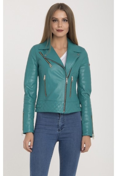 Jacheta din piele IPARELDE MAS-B61 Turquoise Turcoaz