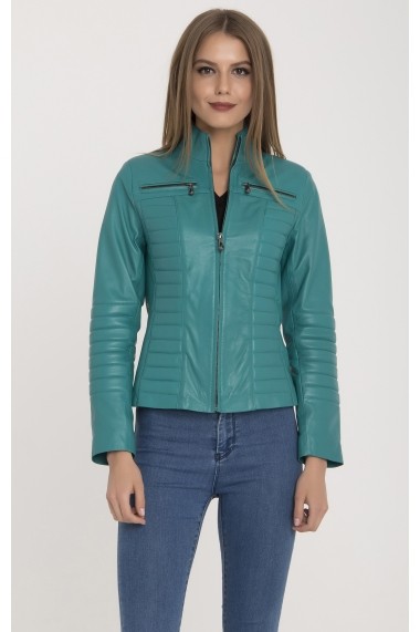 Jacheta din piele IPARELDE MAS-B8124 Turquoise Turcoaz