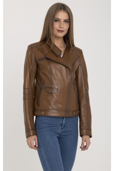 Jacheta din piele IPARELDE MAS-B9218 Light Brown Maro