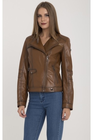 Jacheta din piele IPARELDE MAS-B9218 Light Brown Maro