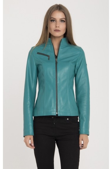 Jacheta din piele IPARELDE MAS-B94 Turquoise Turcoaz