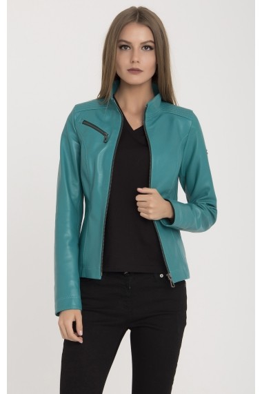 Jacheta din piele IPARELDE MAS-B94 Turquoise Turcoaz