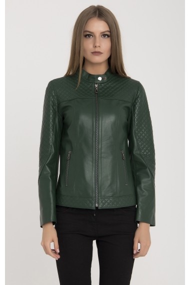 Jacheta din piele IPARELDE MAS-BYUNA Green Verde