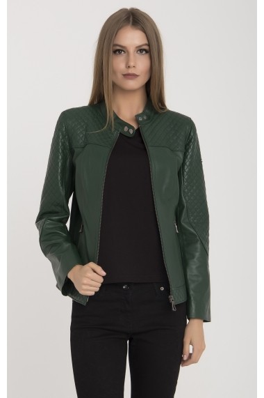 Jacheta din piele IPARELDE MAS-BYUNA Green Verde