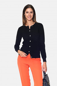 Cardigan din casmir si matase CJF1218 Negru