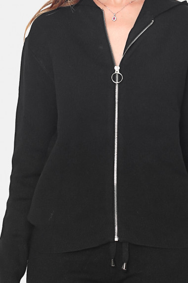 Cardigan din casmir si viscoza CJF1239 Negru