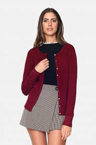 Cardigan din casmir si viscoza CJF1255 Bordo