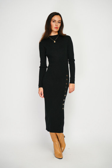 Rochie din casmir C&Jo CJF2477 Negru