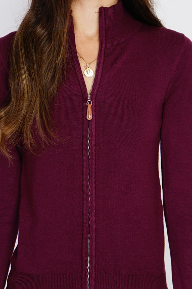 Cardigan din casmir C&Jo CJF2626 Bordo