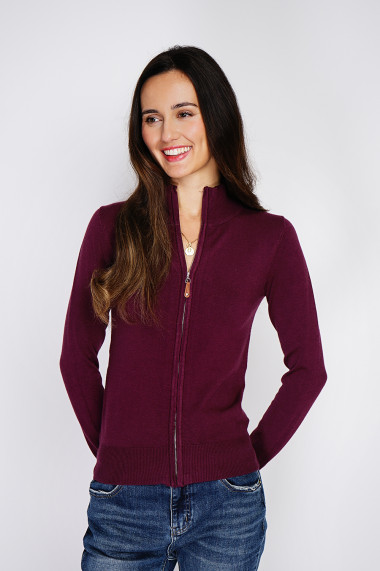 Cardigan din casmir C&Jo CJF2626 Bordo