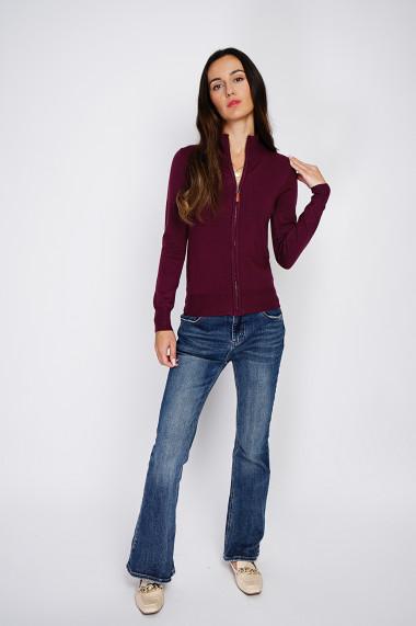 Cardigan din casmir C&Jo CJF2626 Bordo