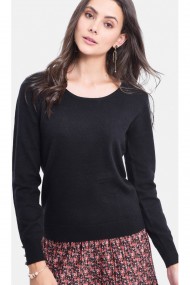 Pulover din casmir si matase C&Jo CJF723 Negru