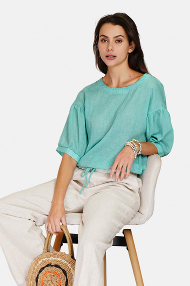 Bluza din in Le Jardin du Lin E24-45 Verde