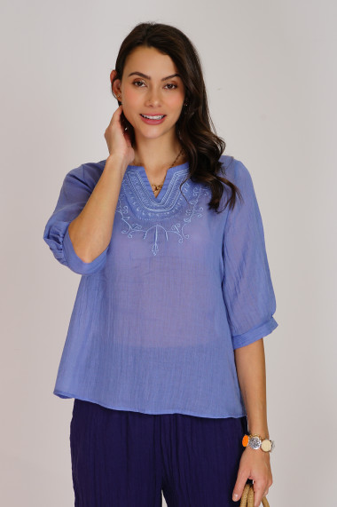 Bluza din in Le Jardin du Lin E24-63 Bleu