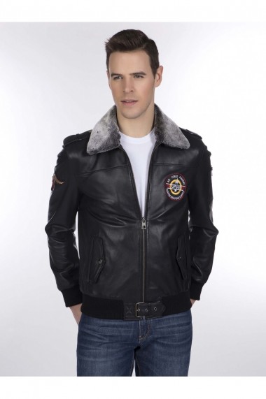 Jacheta din piele Giorgio di Mare GI2508512 Negru